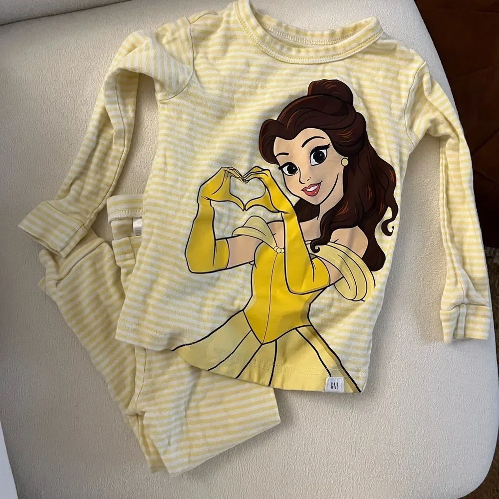 Gap × Disney Baby Organic Brushed Cotton Princess PJ Set- Belle size 3 years - Picture 3 of 6